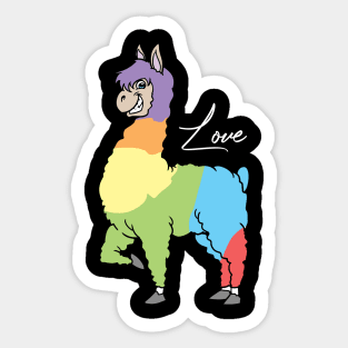 LGBTQ Llama Alpaca Rainbow Love Gay Pride Sticker